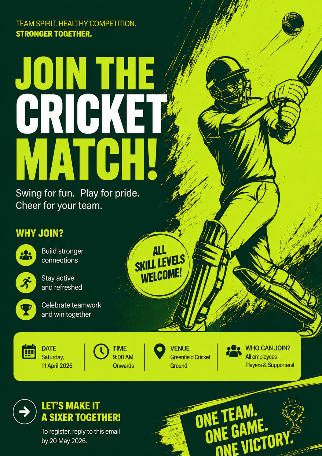 Join the Cricket Match — Registration Emailer